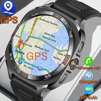COIUSOR New 1.46-inch GPS Smart Watch, wireless call sync SMS alerts, GPS L1+L5 Dual-Frequency Positioning, Compass, Altitude, Air Pressure, 3D Dly Video Watch Face, 800mAh Large Battery, 100+ sports modes Smartwatch for Fitn