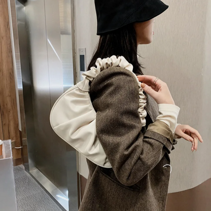 Fashion Pleated Handlebags for Women PU Cloud Bags Leisure Armpit Bag Shopping Shoulder Bags Dumpling Handbag Female Hand Bags