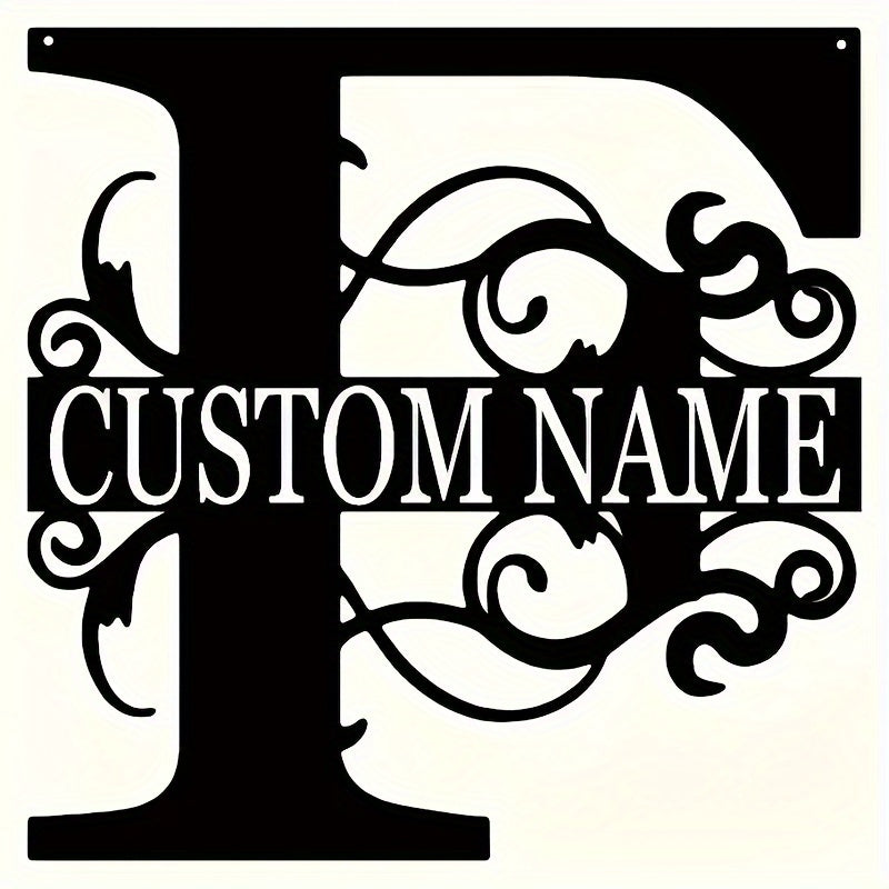 Customized Metal Surname Sign - Personalized Black Art Deco Wall Decor, Reusable Matte Finish, Detachable Pre-pasted Metal Accent - For Home Decor - Suitable for Living Room, Bedroom, Garden, Outdoor Spaces - Unique Gift for