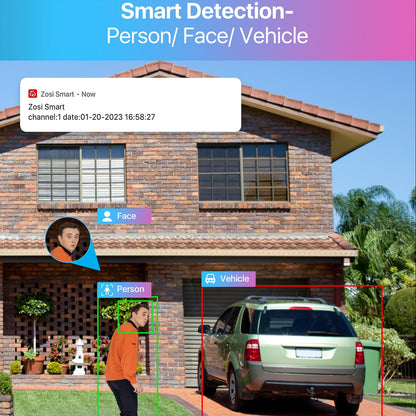ZOSI 16CH 4K PoE NVR Home Security Camera System, 8 Cameras 4K C182 Audio Outdoor PoE Cameras with Color Night Vision, Person Vehicle Detection, 2 Way Audio, Pre-installed 4TB HDD, Outdoor Surveillance, Property Protection, P