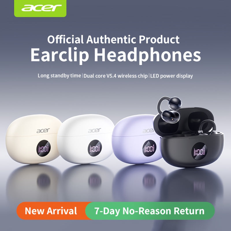 Acer 2025 new model back-to-school season TWS Wireless Headset Heavy Bass Stereo + Talking Noise Cancellation Ultra Long Lasting Sports Running hanging ear Low Latency Gaming Mode HIFI Audio Lightweight Touch Design Stylish D