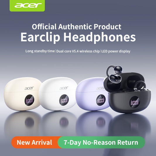 Acer 2025 new model back-to-school season TWS Wireless Headset Heavy Bass Stereo + Talking Noise Cancellation Ultra Long Lasting Sports Running hanging ear Low Latency Gaming Mode HIFI Audio Lightweight Touch Design Stylish D