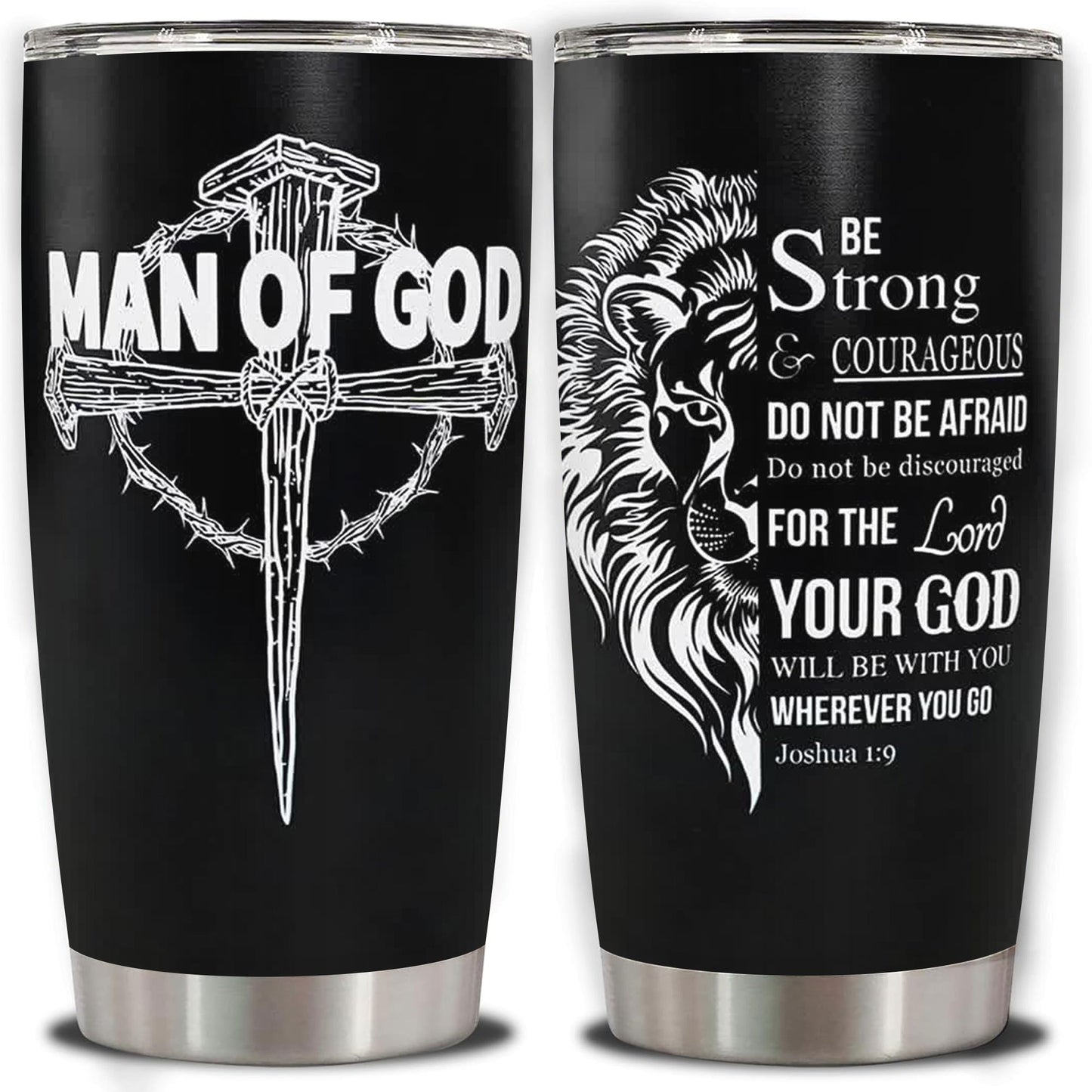 Christian Tumbler for Men Christian Gifts for Men, 20oz Tumbler with Straw and lid, Inspirational Gifts for Men, Graduation Gifts for Men, Travel Mug Coffee Cup, 1pc