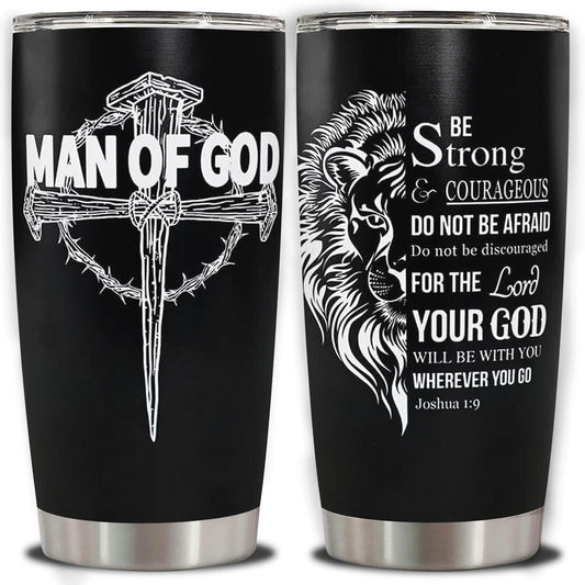 Christian Tumbler for Men Christian Gifts for Men, 20oz Tumbler with Straw and lid, Inspirational Gifts for Men, Graduation Gifts for Men, Travel Mug Coffee Cup, 1pc