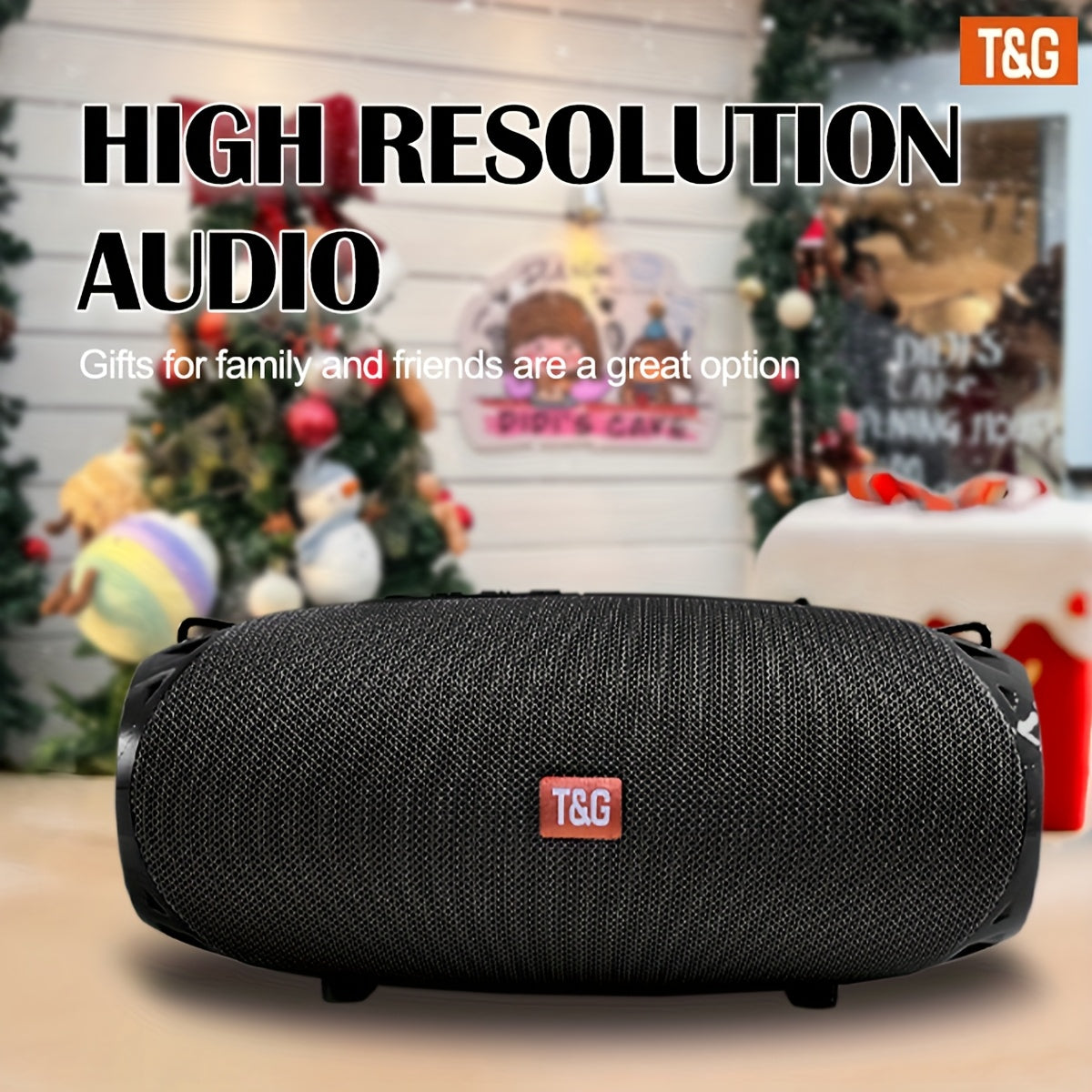 Portable Wireless Speaker - TG534 with Dual Speakers - TWS Stereo Hi-Res Audio - Hands-free Call/FM/TF Card/U Disk - Connect to Mobile Phone/Tablet/TV - Support Plug-in Card U Disk - Compatible with TF Card/USB Drive/FM Built