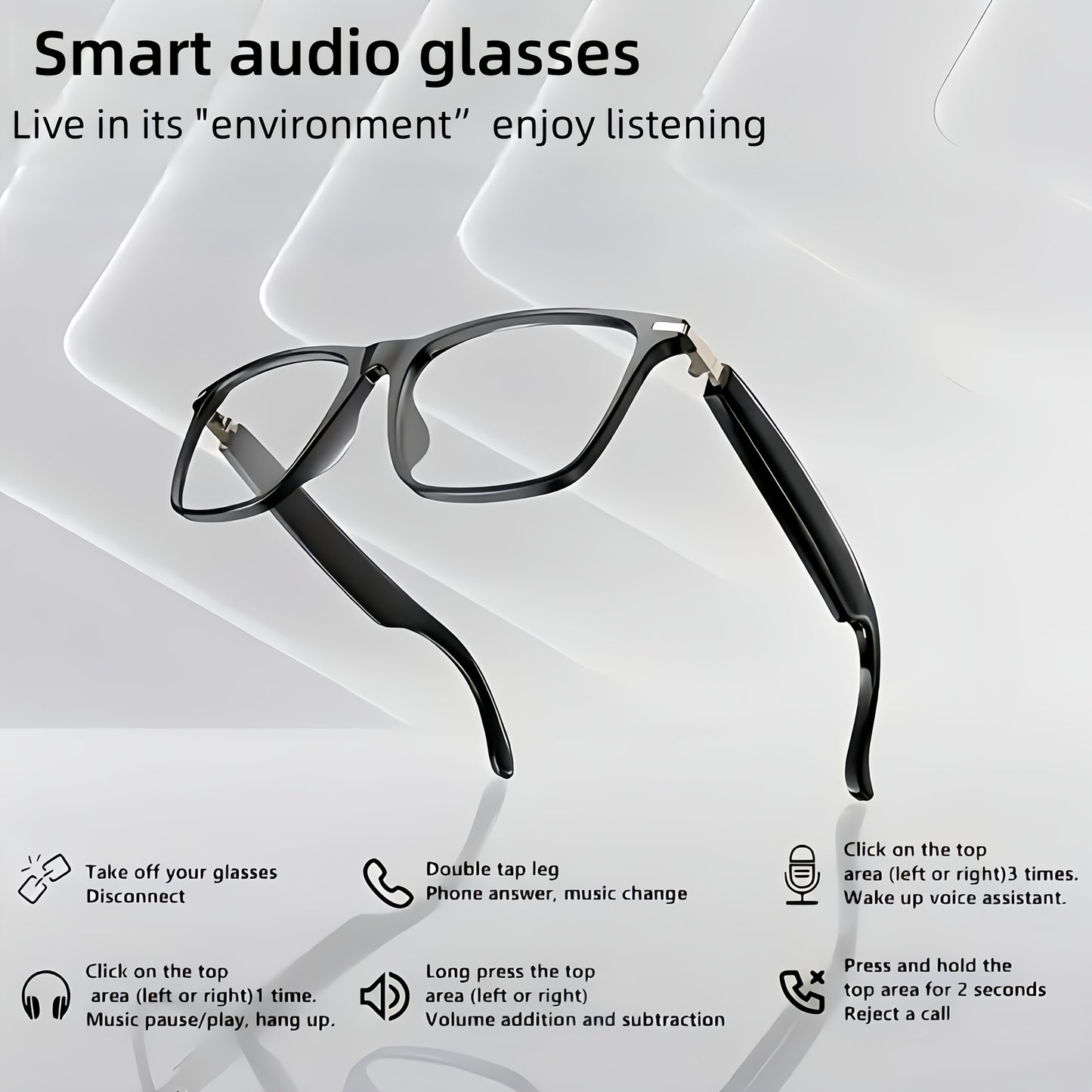 1080P Video Glasses with Real-Time Translation, 160 Languages, High-Definition Audio & 4K Motion Recording, Noise Reduction, Wireless Call, Wireless, Magnetic Charging - USB Rechargeable for TV, Mobile Phones, Laptops, Cyclin