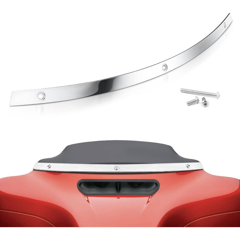 Polished Chrome Windshield Trim Stainless Windscreen Trim Batwing Motorcycle Windshield Trim Fit Touring Street Glide Ultra Limited Glide 2014 - 2024, Cruiser Wind Deflector, Precisioncrafted Part, Corrosionresistant Accessor