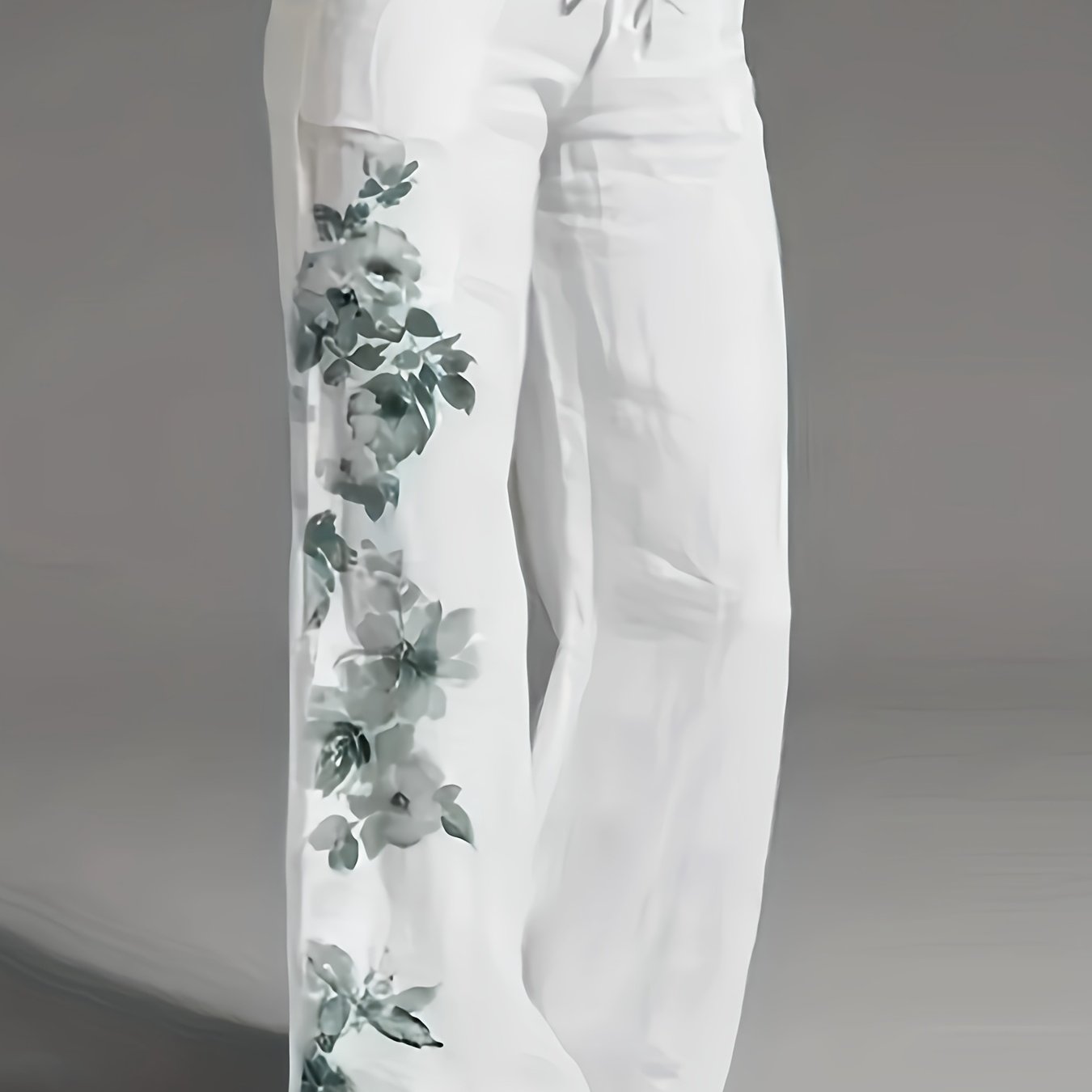 Women's Clothing - Floral Print Wide Leg Pants - Casual Loose Pants For Spring & Fall