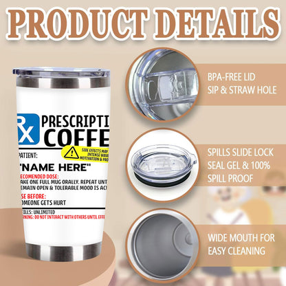 1pc 20oz Prescription Coffee Tumbler, Double Wall Vacuum Insulated Travel Mug, Spill Proof Lid, Perfect Gift for Dad, Mom, Ideal for Christmas, Thanksgiving, Valentine's, Mother's, Father's Day, Gift for birthday, Coffee Cup