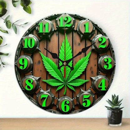 The 2D Plane "Welcome to Our Joint Space And Relax!" Four-Leaf Clover-Themed Wall Clock Features a Silent Quartz Movement. It Is an Ideal Choice for Wall Decoration, an Excellent Gift for Birthdays, Christmas And Halloween