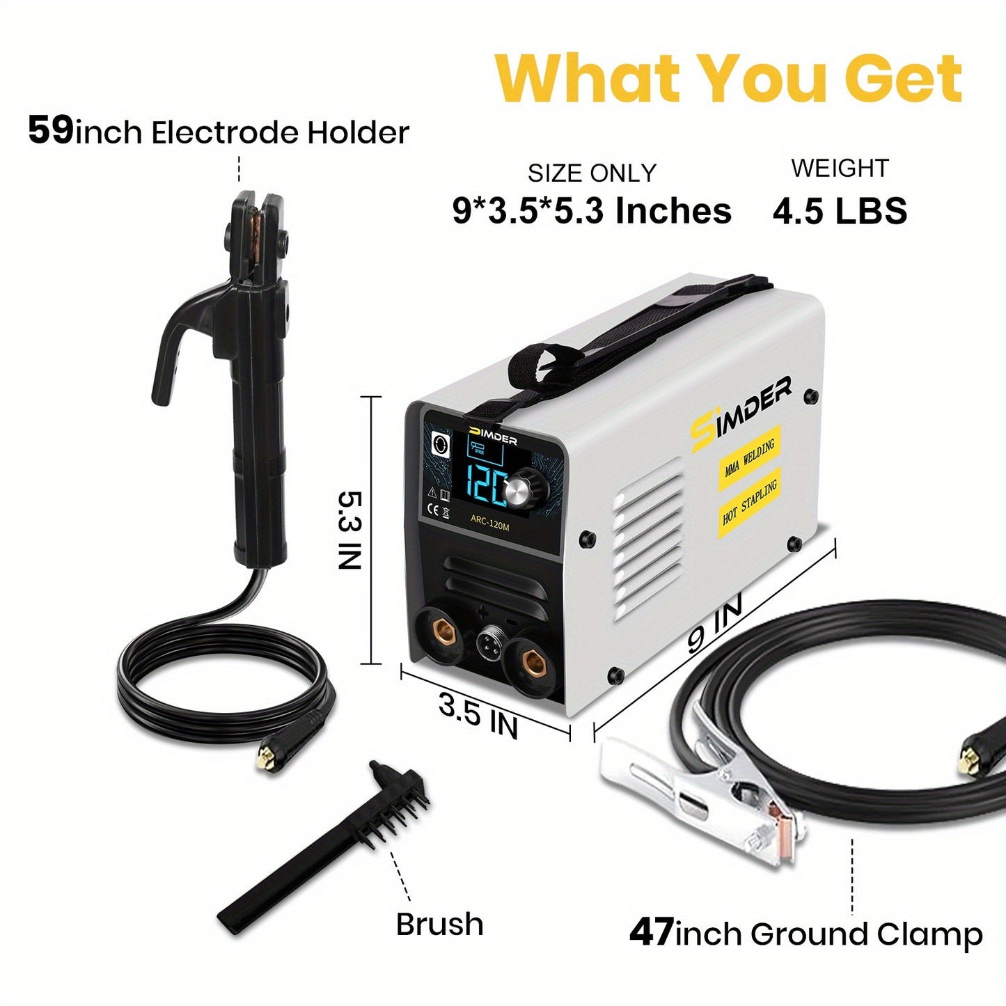 2in 1, 120A Stick Welder And 80W Plastic Welder Portable Inverter MMA ARC Welding Machine with Digital Display, Hot Stapler for Plastic Repair, 110V Welder for Car Repair, Home Maintenance