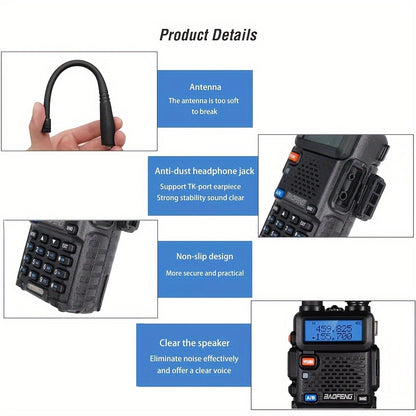 1/2/4-Pack Baofeng Dual Band Handheld Ham Radio Walkie Talkies Bathroom Radio, High Power Long Range Rechargeable Two Way Radios with 1800mAh Lithium Battery, USB Charging, Non-Waterproof Plastic, Modern Style for Hunting Sur