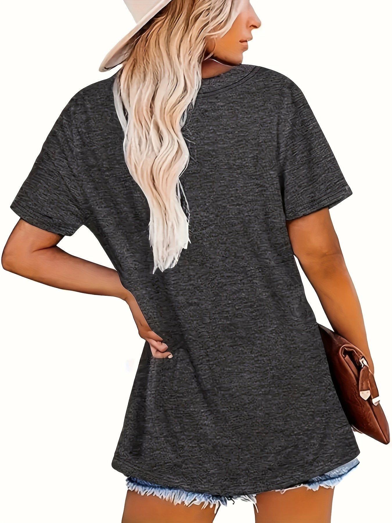 Mom Grandma Print Crew Neck T-shirt, Casual Short Sleeve Top For Spring & Summer, Women's Clothing
