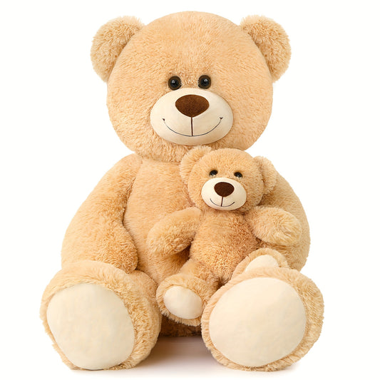 MaoGoLan Giant Teddy Bear Mommy And Baby Bear Soft Plush Bear Stuffed Animal for Teddy Bear Baby Shower, Tan, 39 Inches,  Cute Stuffed Animal, Huggable Plushie, Cozy Plush, Highquality Stuffing, Large Teddy Bear, Animal Lover