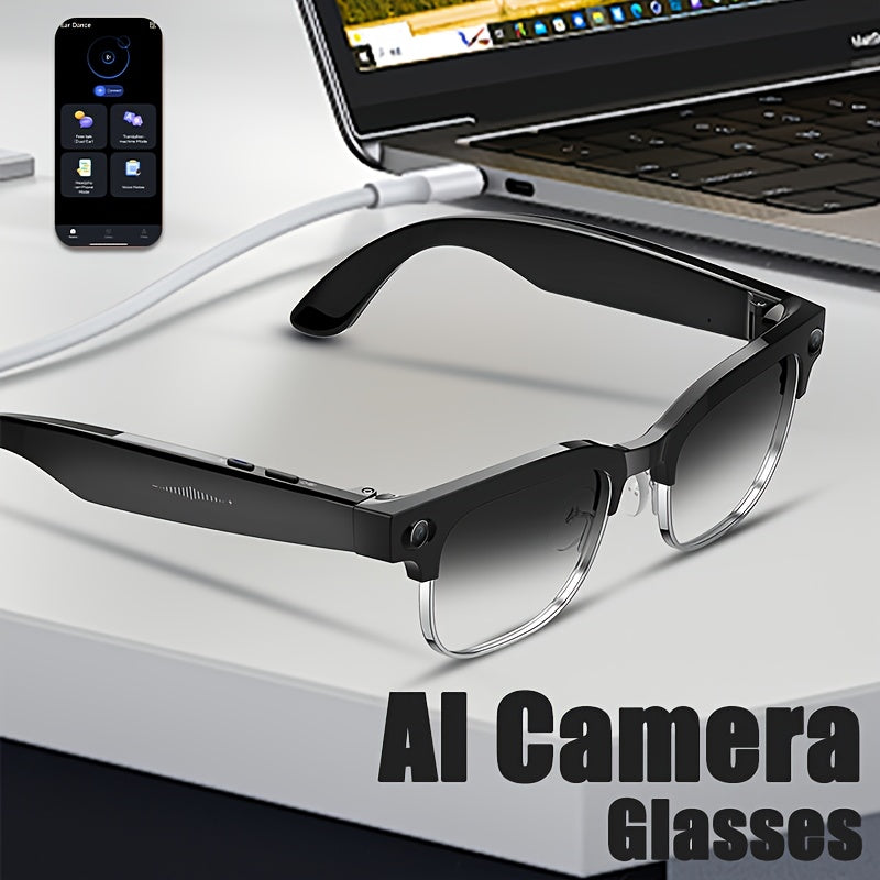 Smart Glasses for Taking Photos, 8MP Digital Video Camera, Sports Goggles, Half-Frame, Lightweight, Suitable for Travel, Camping And Outdoor Activities, Adventure Gear, Modern Design, Versatile, Compact And Portable, High-Qua