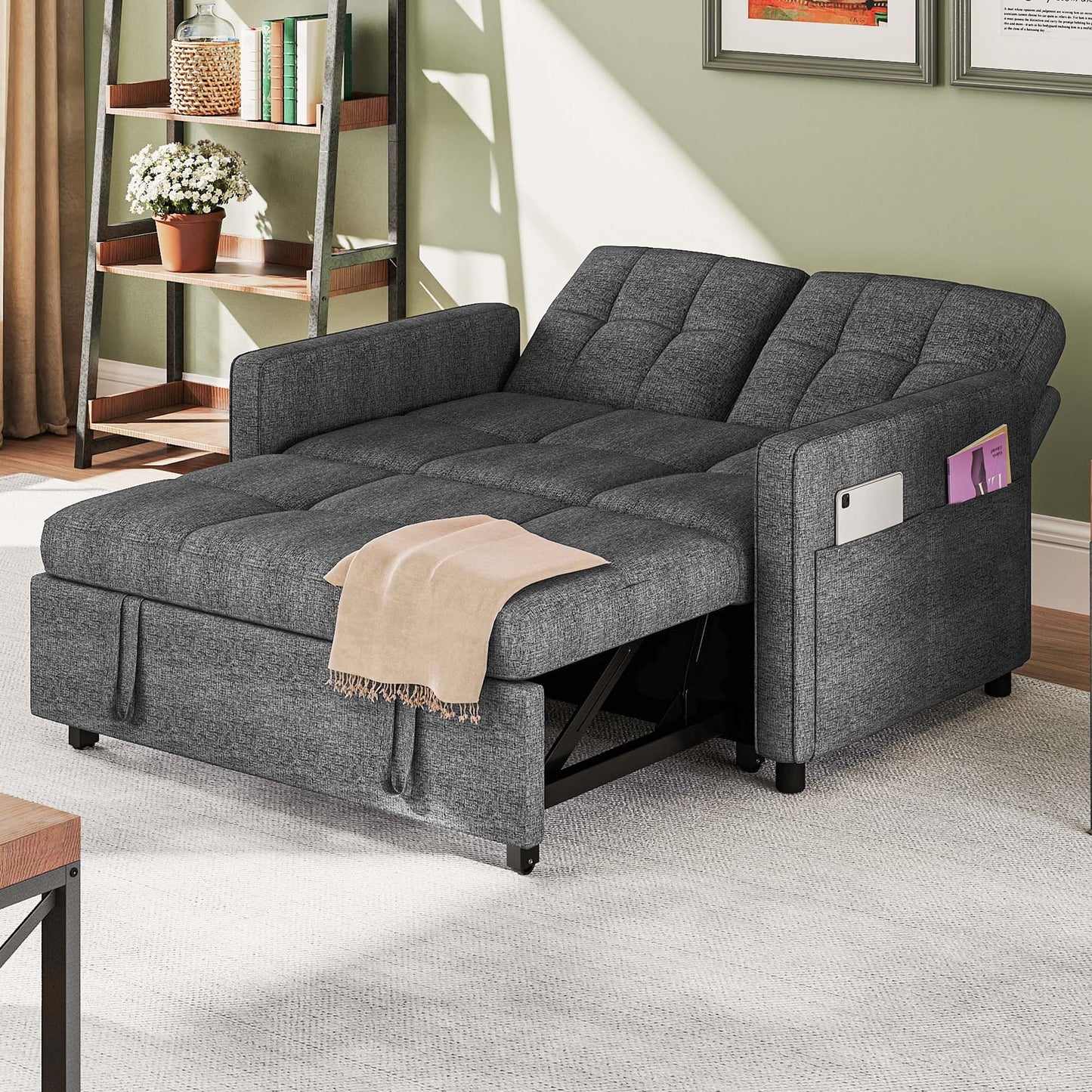 Sablyme 3-in-1 Convertible Sleeper Chair Sofa Bed, Convertible Sofa Bed with Pull- Out Bed, Adjustable Pull-Out Sleeper with Multi-Pocket Folding Design, Linen Fabric Sofa with Side Storage Pockets And Adjustable Backrest, fo