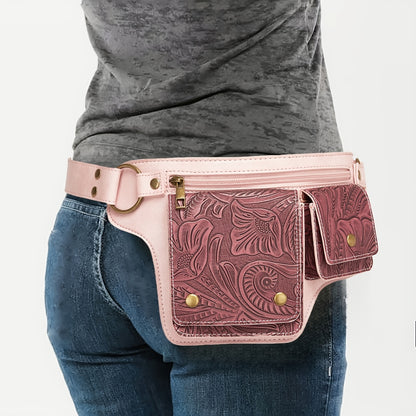 MAJUE Synthetic Leather Purse - Women's Adjustable Crossbody Waist Bag & Chest Pack - Hands-Free Two-in-1 Organizer with Zipper Closure, Adjustable Strap - for Everyday, Travel, Parties - Available in Black, Gray, Coffee Brow