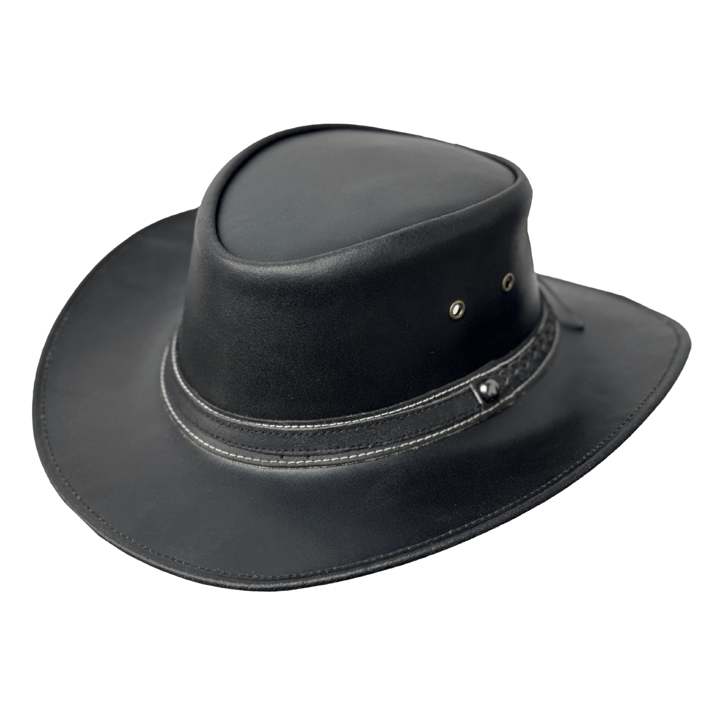 Black Western Style Genuine Cowhide Cowboy Hat – Shapeable Wide Brim for Men & Women