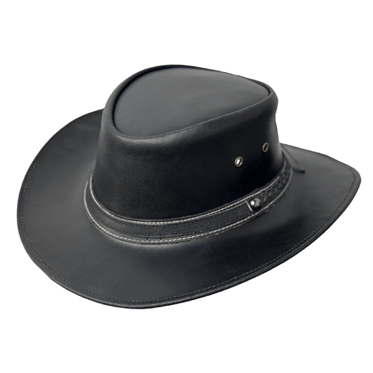 Black Western Style Genuine Cowhide Cowboy Hat – Shapeable Wide Brim for Men & Women