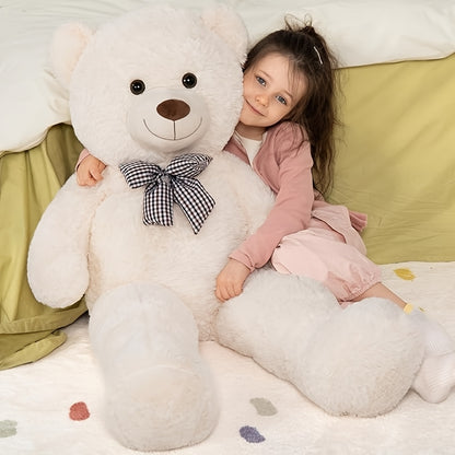 MorisMos Bow Tie Giant Teddy Bear 4 Feet, 47inch Stuffed Animal Big Teddy Bear Plush, Classic Girlfriend Boyfriend Gift, White, Large Stuffed Animal, Huge Stuffed Animal, Cuddly Companion, Plush Gift, Cute Stuffed Animal, Cla