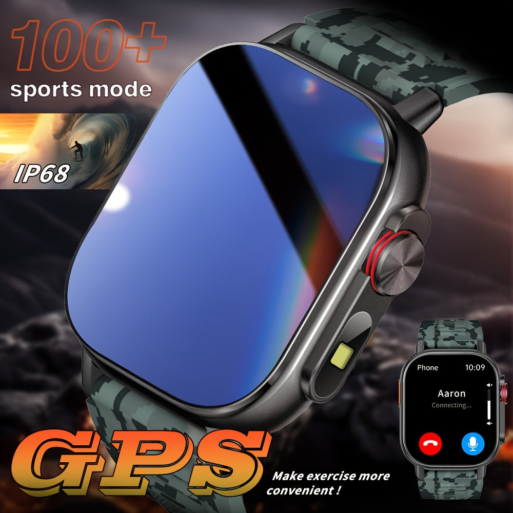 Sports Extra Large Screen GPS Smart Watch, 2.01-inch Outdoor Multifunctional, LED Flashlight, Compass, Barometer, High Quality, HD Wireless Calling, Message Synchronization Reminder, Health Monitoring, Sleep Monitoring, 100+
