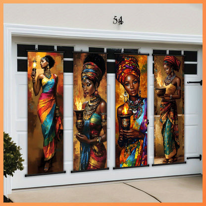 2D Flat, 2D/FLAT - 4pcs Vibrant African Tribal Art Wall Decor Set with Plastic Hooks, Easy to Hang – Perfect for Bedroom, Office, Living Room, Café Wall Decoration in Halloween Style, Halloween Wall Art, Indian Home Decor