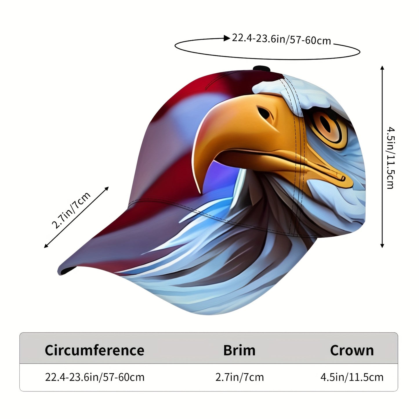 Ideal Valentine's Day Gift - 1pc Baseball Cap - Eagle Head & American Flag Design - 100% Polyester - Breathable & Lightweight - Adjustable Sports Cap for Outdoor Activities, Skateboarding, Cycling - Machine Washable