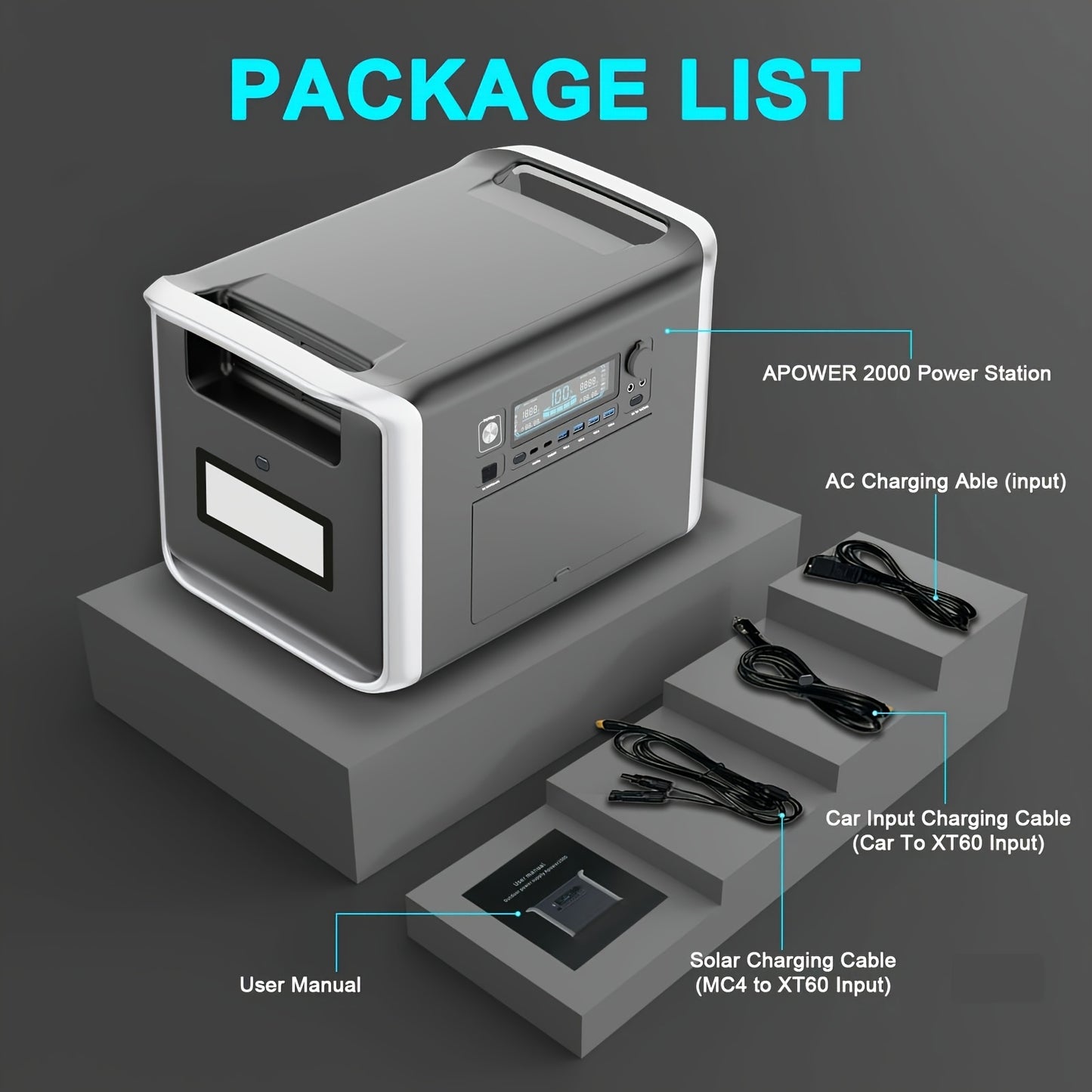 CTOLITY AP2000 2400W Solar-Powered Portable Power Station | 2048Wh LiFePO4 Battery, 2x200W Solar Panels, 110V Pure Sine Wave AC Outlets | Compact & Durable Design for Camping, RV, Hunting, CPAP, Outdoor Emergencies, Hunting P