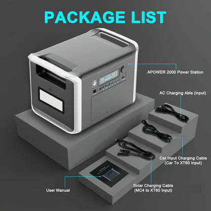 CTOLITY AP2000 2400W Solar-Powered Portable Power Station | 2048Wh LiFePO4 Battery, 2x200W Solar Panels, 110V Pure Sine Wave AC Outlets | Compact & Durable Design for Camping, RV, Hunting, CPAP, Outdoor Emergencies, Hunting P