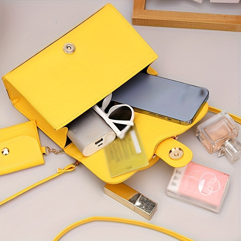 [Square Crossbody Bag] Women'S Small Square Crossbody Bag - Lightweight Synthetic Purse with Snap Closure, Compact Everyday & Formal Bag in Orange, Pink, Blue, Yellow, White, Black - Minimalist Chic Handbag for Women, Crossbo