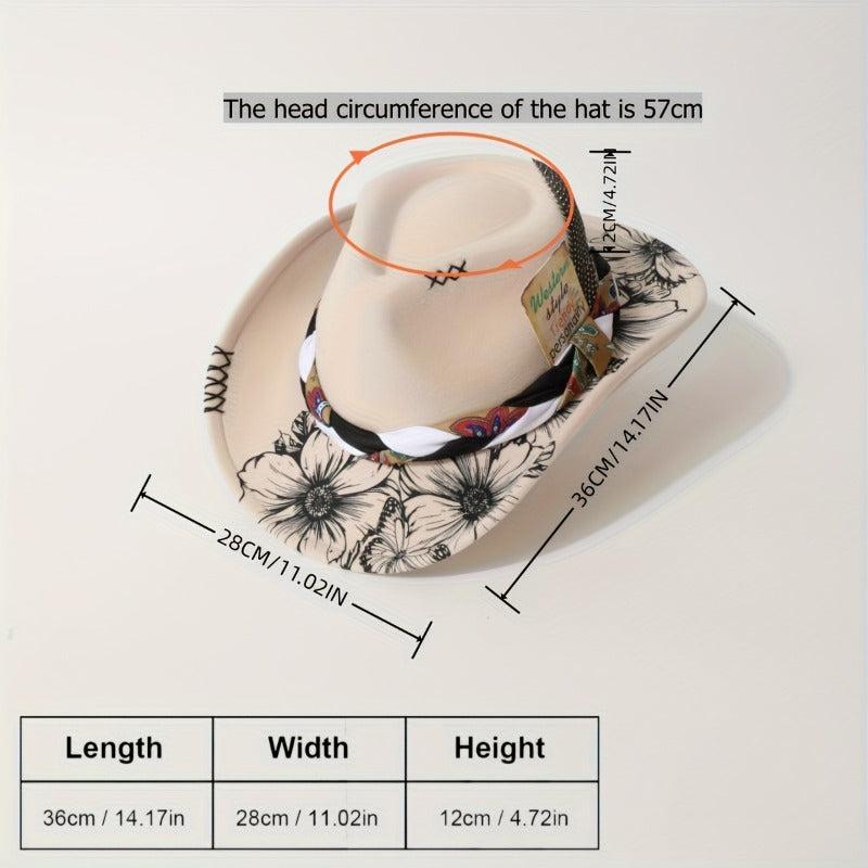 2pcs Men's Cowboy Hat & Headscarf Belt Set - Neutral Western Hat with Classic Scarf, for shows, Rodeo, Themed Parties, Photo Shoots - Durable & Comfortable Gift for Cowboy (Ideal for travel, Holiday Events) - 2pcs Set