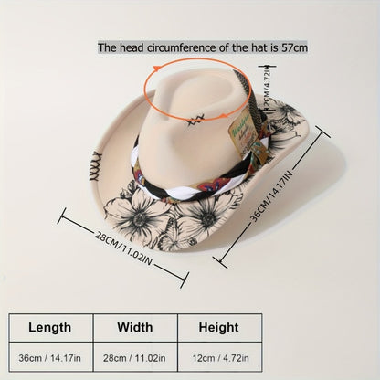 2pcs Men's Cowboy Hat & Headscarf Belt Set - Neutral Western Hat with Classic Scarf, for shows, Rodeo, Themed Parties, Photo Shoots - Durable & Comfortable Gift for Cowboy (Ideal for travel, Holiday Events) - 2pcs Set