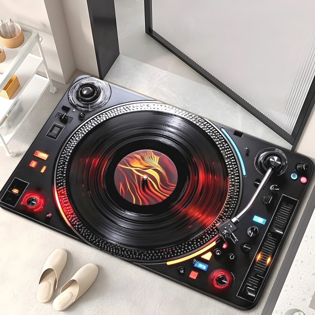 One Piece of Music Player Door Mats Made of 700Gsm, Featuring a Non-Slip Design Suitable for Bathrooms. This Microfiber Rug Is Absorbent And Machine Washable, Perfect for Bedrooms, Living Rooms, Entrances, Camping, Picnics, A