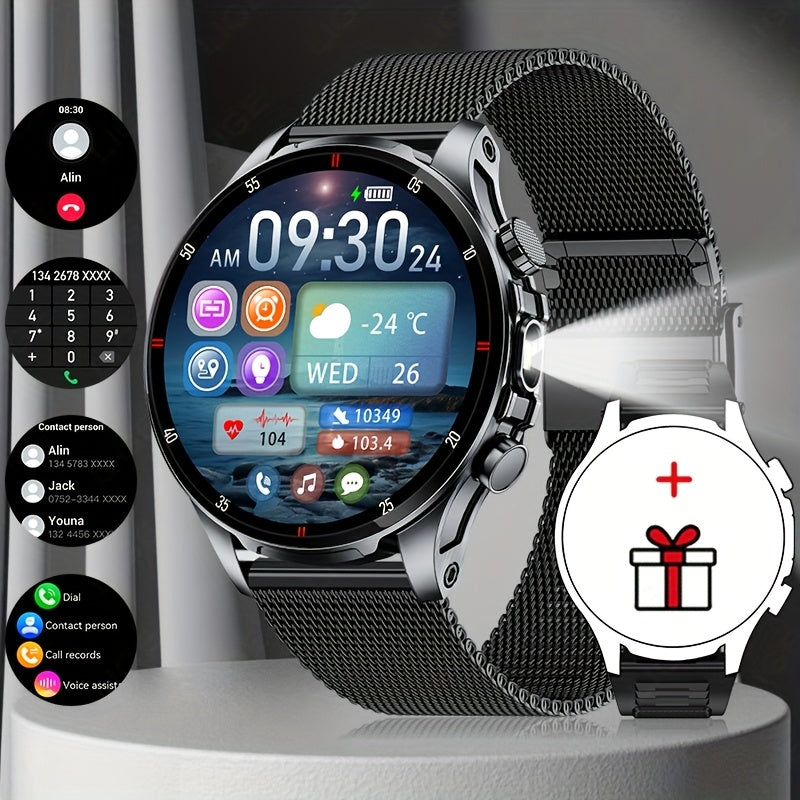[SUNKTA Smart Watch] SUNKTA Smart Watch for Men Women | 1.53" Full Touch Display, Long Range Flashlight, Wireless Calls, 100+ Activity Modes, Call & Message Alerts, 290mAh Large Battery, Fitness Tracker, Compatible with iPhon