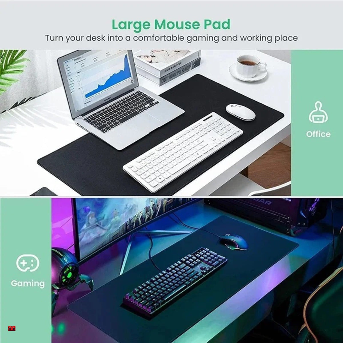1pc Red DJ Equipment Pad for Desk, Gaming, Office Decor, Non-Slip Rubber Base, XXL Computer Mouse Pad, Multi Functional Mouse Pad for Office, Large Mousepad XXL Mouse Pad.