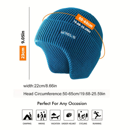 1pc WRELS Winter Warm Earmuff Hat Cap with Detachable Ear Flaps - Stretch Fit, Snug Ear Coverage for Skiing, Hiking, Camping & Outdoor Sports - Ideal Christmas Gift, Ear Covering Wind Resistant Hat, Winter Caps With Ear Flaps