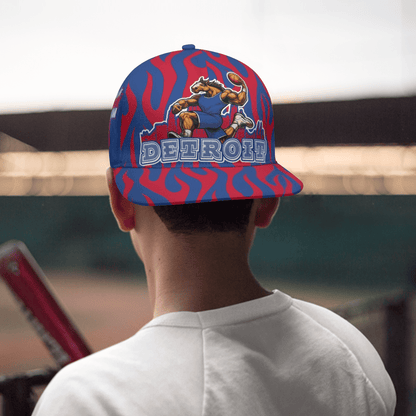 Detroit Basketball Print Snapback Hat - Adjustable Cap with Iconic Court Design, Vibrant Detroit-Themed Suitable for Game Day, Streetwear, &, Casual Apparel