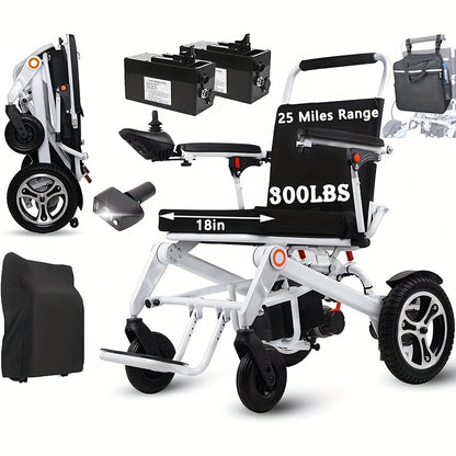 New 22-mile Long Travel Range, Foldable Smart Electric Wheelchair, All-Terrain Electric Wheelchair, (250W*2 Motor), Compact And Portable, Foldable Electric Wheelchair, Wheelchair for Seniors, Electric Wheelchair with Remote C