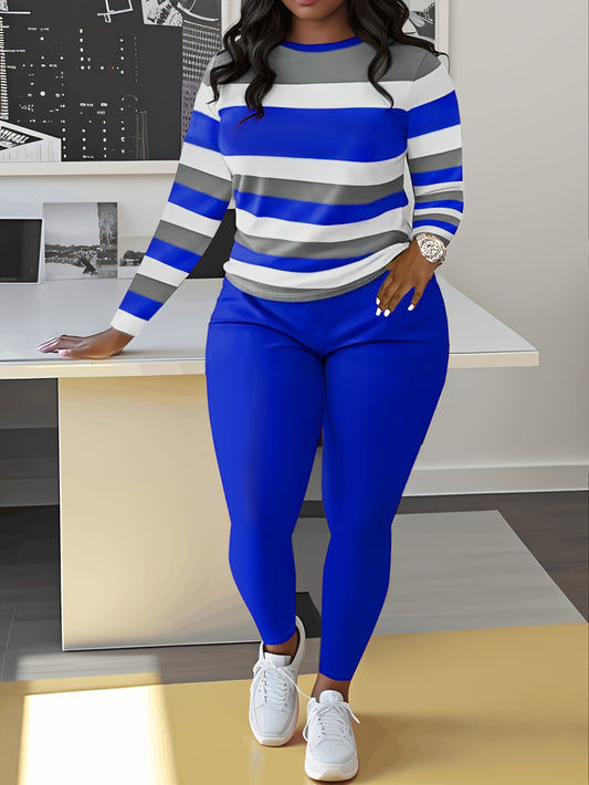 Smct01 Casual Long Sleeve Set with Striped Custom Print