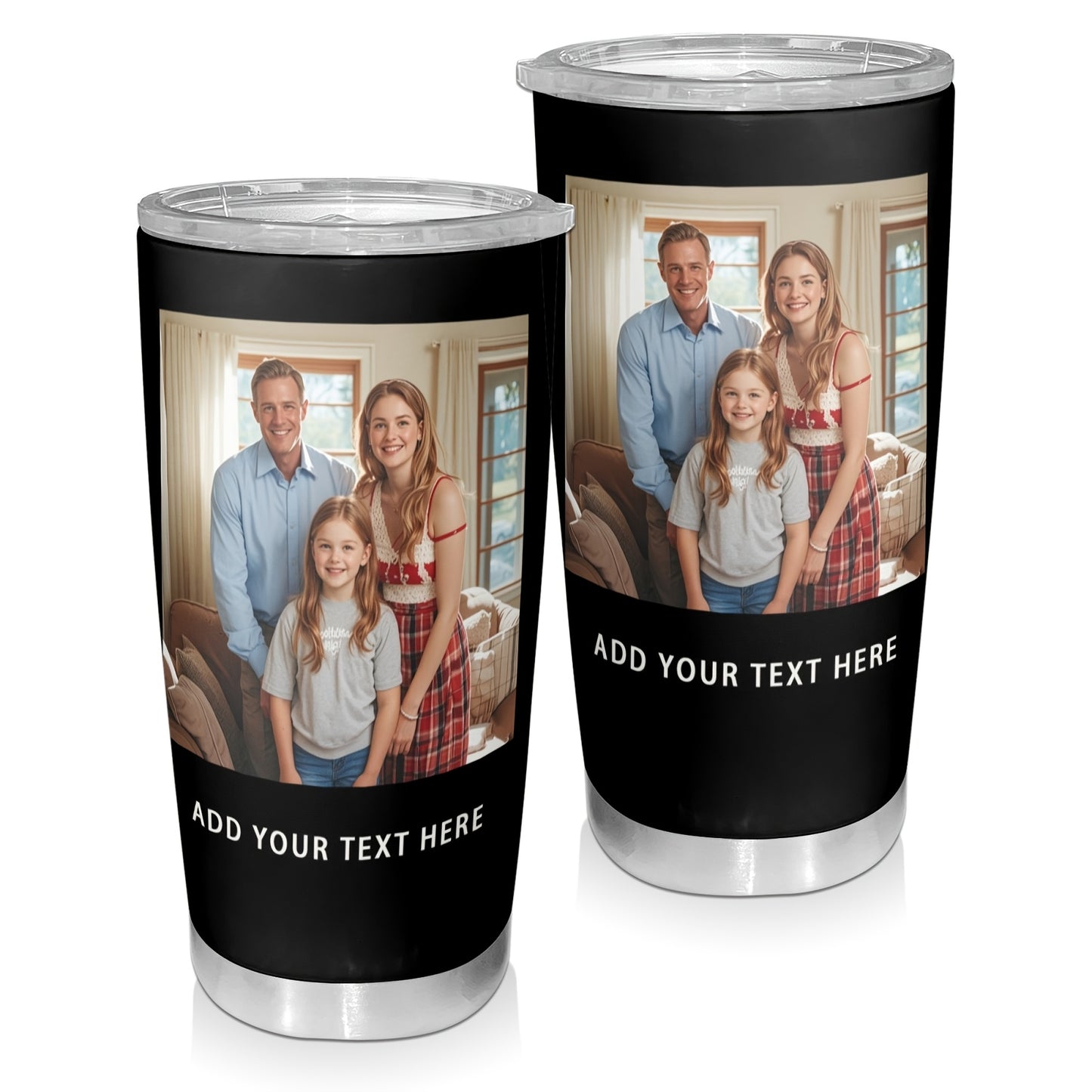 Customizable Coffee Mug Featuring a Photo, Available in 20 Oz, 30 Oz, And 40 Oz Sizes, Made of Stainless Steel with Vacuum And a Lid. an Ideal Personalized Christmas Present for Loved Ones.
