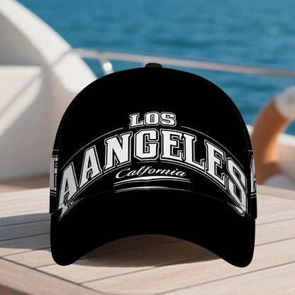 1pc 2D Los Angeles Bold Print Snapback Baseball Cap - Lightweight Adjustable Polyester Hat with Full-Body Design, Great for Outdoor Running, Sports & Casual Street Style.,  Funky Design, Urban Fashion, Comfortable Fit, Street