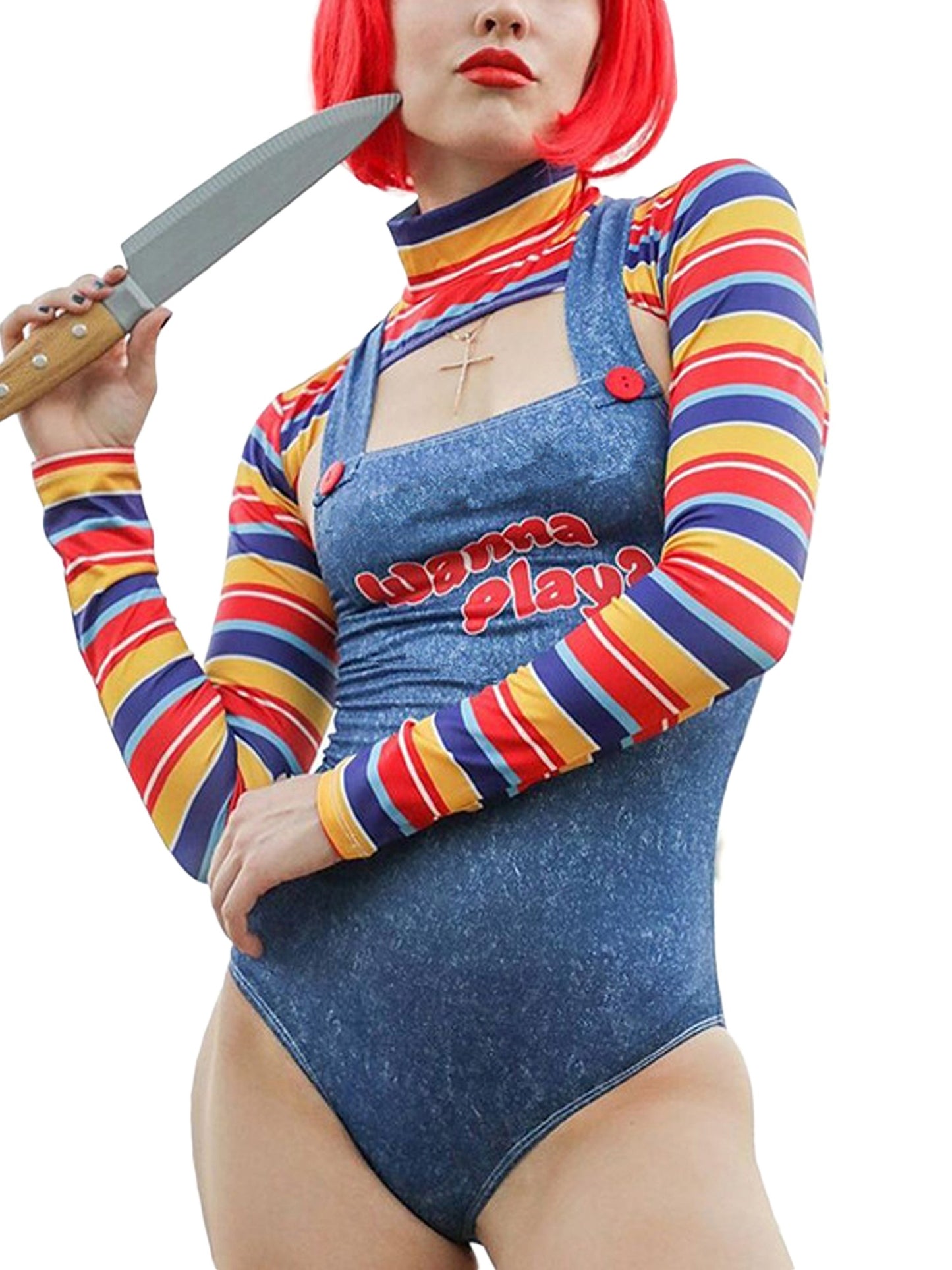 Women's 2pcs Bodysuit Jumpsuit - Sexy Mature Letter Print & Stripe Crop Top/Bodysuit Matching Outfit, Full-Body Suit for Cosplay, Theme Parties, Casual Attire - Hand Washable Adult One-Piece (Non-)