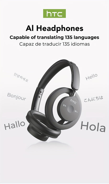 1pc HTC HP06 OWS Translation Headset: Real-Time Face-to-Face Translation in 135 Languages, Wireless Wireless Headphones with Call Noise Cancelling, Long-Lasting Battery, Lightweight Over-Ear design for Gaming, Travel, Busines