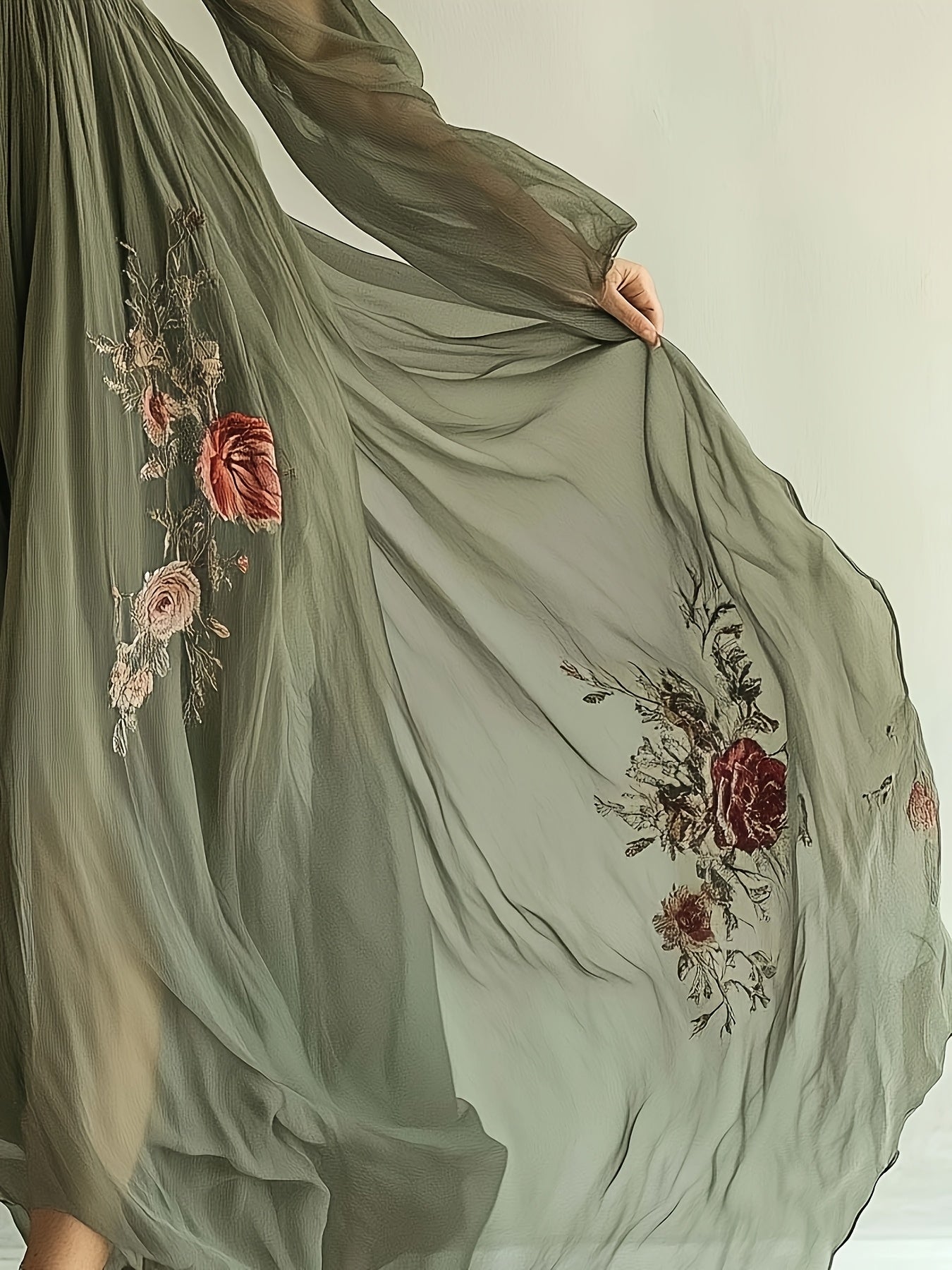 A Romantic Dress Featuring a Long Skirt with a Mesh Print in a Stylish And Elegant Bohemian Design.