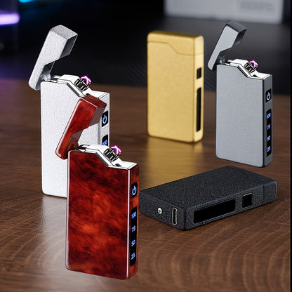 Windproof Dual Arc Lighter, USB C Electric Lighter, Rechargeable USB Lighter, Designed by Parker, Featuring a Spade A Pattern, Wind-Resistant, Suitable for Candles, Incense Sticks, Outdoor Camping, Hiking, a Gift for Men