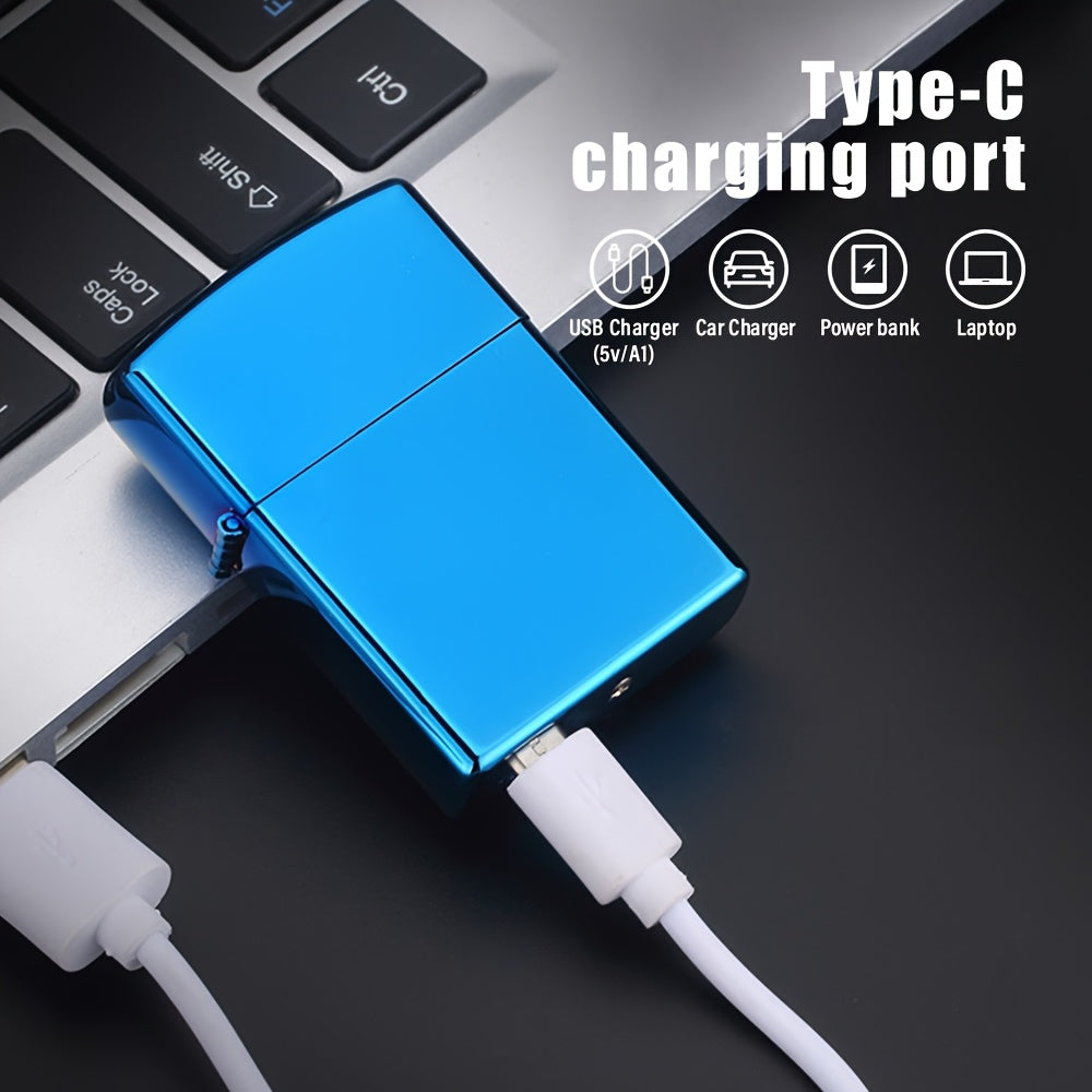Silent USB Rechargeable Lighter - Portable Flame Blower, Suitable for Outdoor Barbecues, Camping, Home Use - Metal and Plastic, Compatible with Electric, Gas, Induction Stoves, Ideal Christmas and Halloween Gift