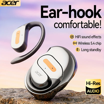 Acer True Wireless Earphones with Microphone, TWS Headphones, Touch Volume, Wireless Sports Earhooks, LED Display Charging Case, Half Open Back, HD Talk, Compatible with Mobile Phones, Rechargeable Battery, Type-C Charging, S
