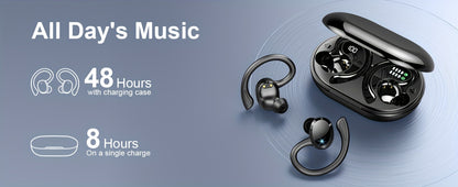 q38 Wireless Earbuds Sports Earbuds, 2024 Wireless 5.3 Earbuds 3D High Fidelity Stereo Headworn Earbuds, 48 Hour Earloop Earbuds with Noise Reduction Microphone, Suitable for Exercise/Running/Gym