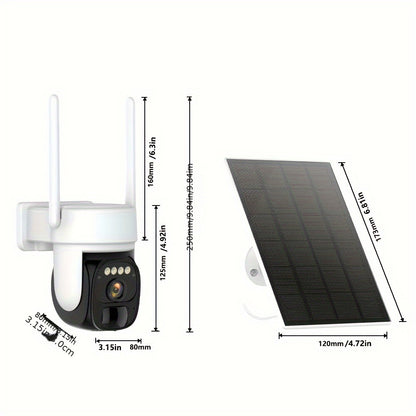 5pcs Solar Outdoor Wireless Security Camera, 2K 360° Panoramic Tilt Low Power WiFi Security Camera, Cctv 2.4G WiFi, PTZ With AI Motion Detection, Color Night Vision, Two-way Audio, Cloud Storage, Application Connection IP66