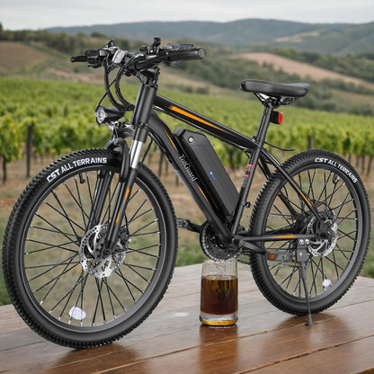 26" Men Electric Mountain Bike For Adults, Ebike With 36V 374Wh Removable Battery Electric Bicycle, 500W Peak Motor Electric Dirt Bike, 21-Speed Ebike, 19 MPH, Up To 50 Miles, Input 100-240V For Charger FY-4202000, Applicable